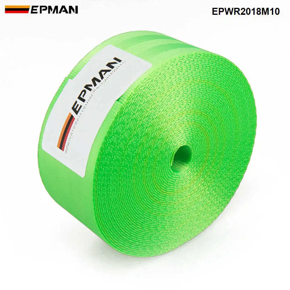 EPMAN 10 метров усиленный ремень безопасности тканевые ремни безопасности для гоночных автомобилей ремни безопасности ремни 2 дюйма EPWR2018M10 - Название цвета: Зеленый