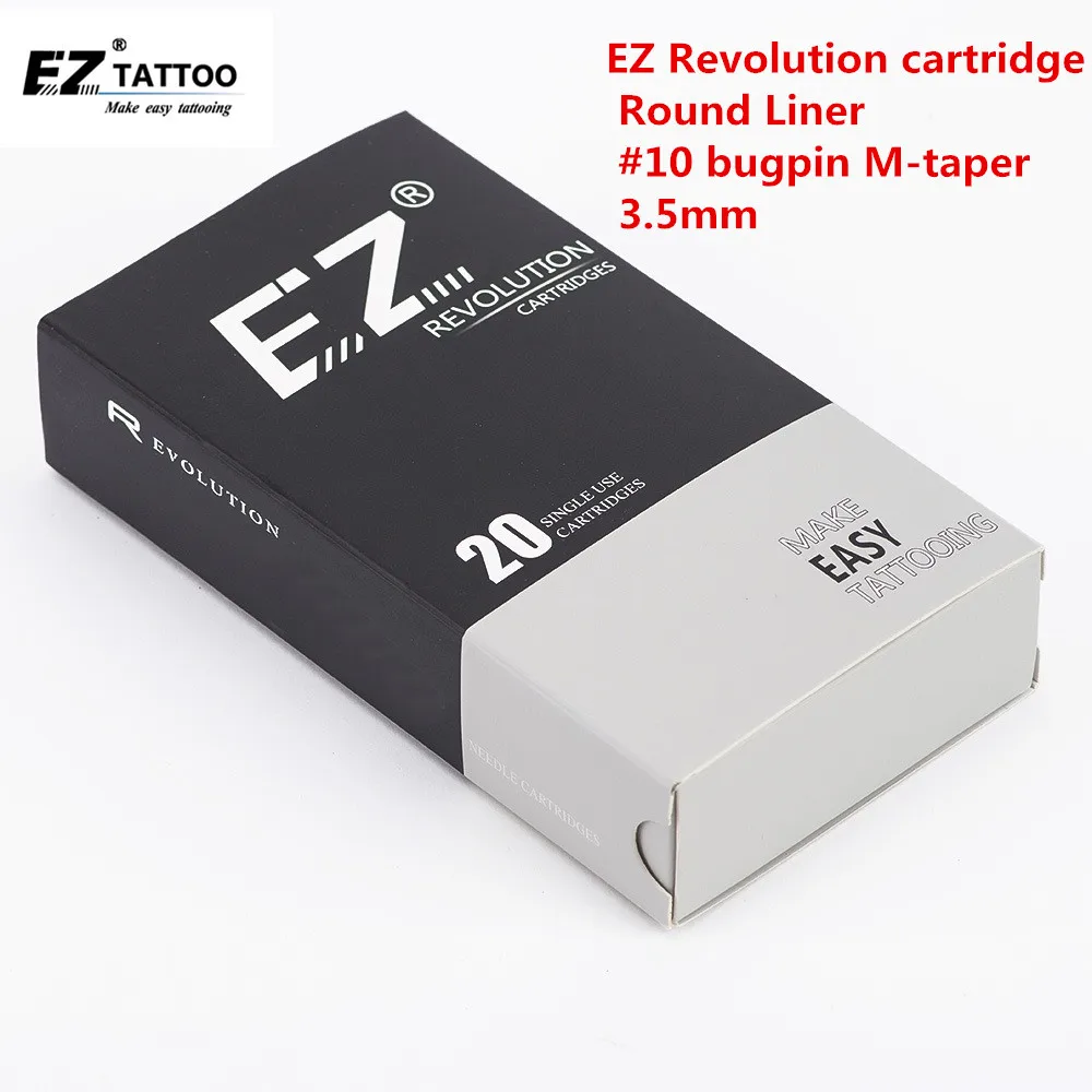 

EZ Revolution Cartridge Tattoo Needles Round Liner # 10 Bugpin (0.30 mm) Medium Taper 3.5 mm Needles for Cartridge Machine Grips