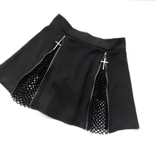 Модные уличные панк-юбки для девочек в стиле Харадзюку, ретро, винтажная застежка-молния, открытые мини юбки, женские летние плиссированные юбки в стиле хип-хоп