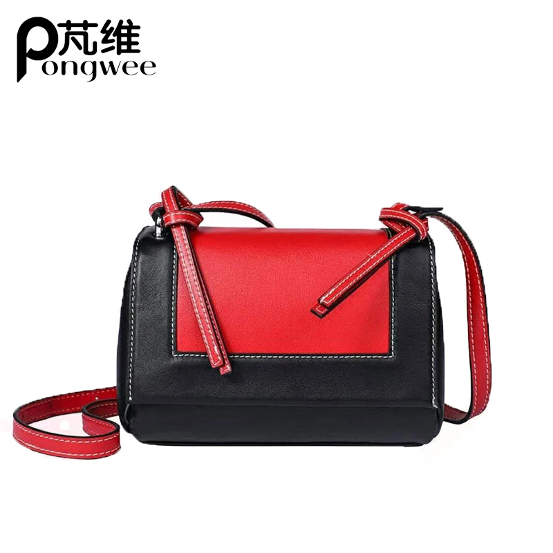 

PONGWEE Genuine Leather Bag Ladies Handbag Women Shoulder Bag Women Messenger Bag Female Crossbody Bag Tote Tablets Small 2018