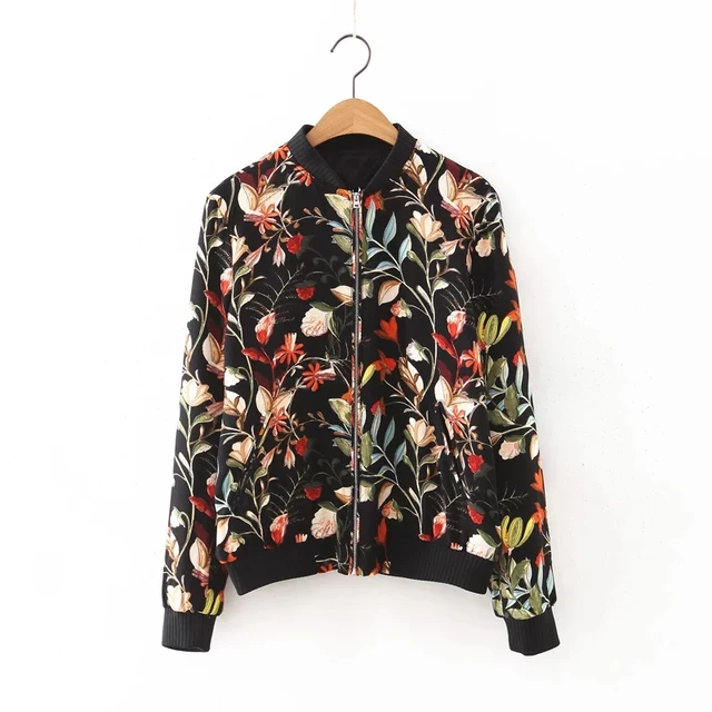 2017 Spanish Style Spring bomber jacket Female Retrol Rural Printed