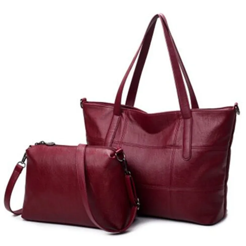 LeaderPal Brand PU Leather Bags for Women Casual Tote Gray Shoulder bags Solid Soft Zipper Composite