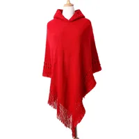 Nouveau Femmes dames gland Cape manteau frange Poncho Oblique rayure manteau bohème châle écharpe 6