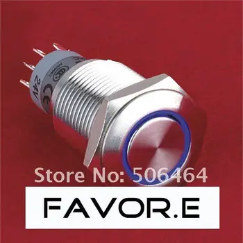 

LED 16mm IP67 3A/250VAC 2NO 2NC AUTO-LOCK ring illuminated latching metal Push Button Switch Flat round