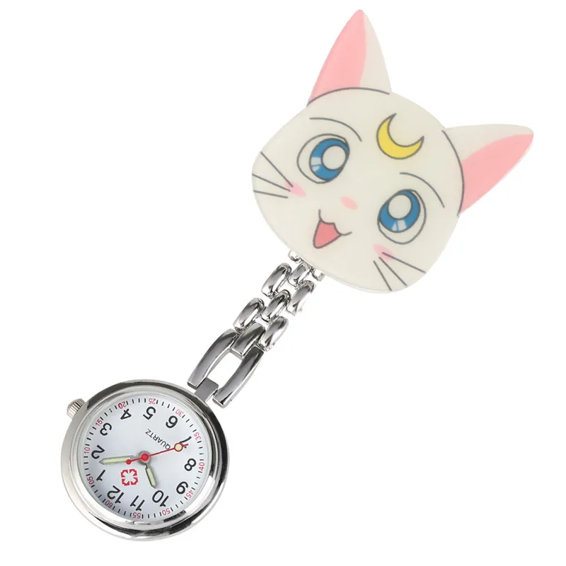 Reloj Mujer, Мультяшные леопардовые украшения "кошки", часы медсестры для женщин, кварцевые карманные часы, ретро светящиеся функциональные Подвесные часы