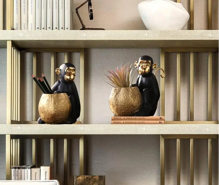 

Nordic resin monkey fun pen holder ornaments creative home inserted dry flower ornaments children's room study decoration gifts