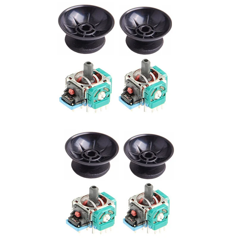 

4pcs 3D Controller Joystick Axis Analog Sensor Module+4pc Analog Joystick Cap Cover Thumbstick Replacement For Playstation 4 PS4
