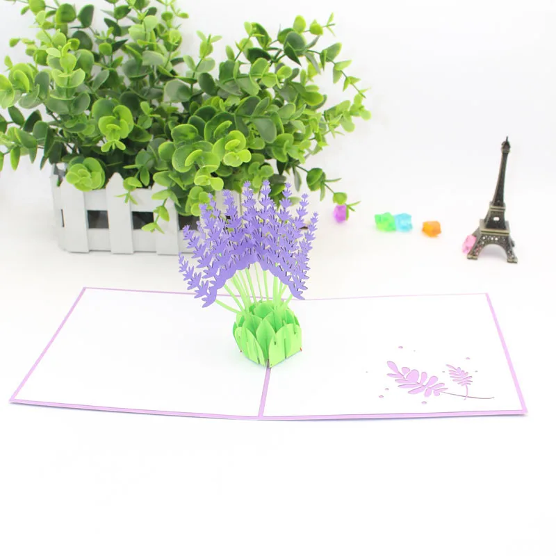 (10 шт./лот) бренд leiso 3D Pop Up Flower Tree праздничные открытки ручной работы Лавандовая
