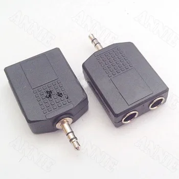 

100pcs/lot 3.5 Dual Channel Male To Double 6.35 Female Socket Stereo To 6.5KK Converter