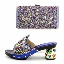 Beatiful royal blue women kitten heel shoes with rhinestone for african shoes match handbag set for dress V2-3 Beatiful royal blue women kitten heel shoes with rhinestone for african shoes match handbag set for dress V2-3