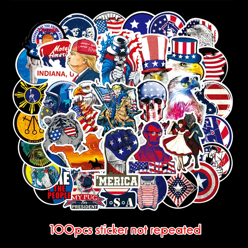 

100pcs No Repeated Sticker Skateboard Motorcycle Luggage Stickers For Laptop Set Pvc Waterproof President Stickers