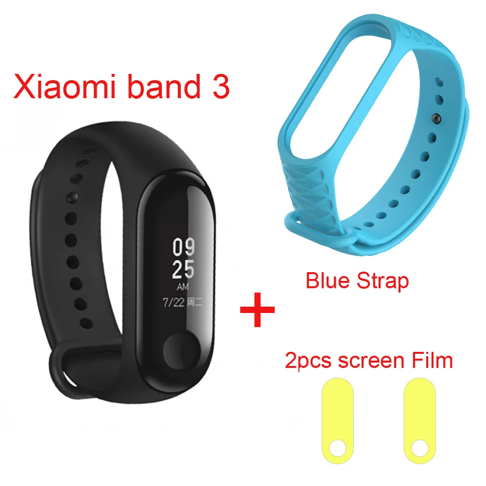 Новинка,, Xiaomi Mi Band 3, смарт-браслет Mi Band 3, Смарт-часы, OLED дисплей, Mi band 2, обновленная версия - Цвет: add blue strap