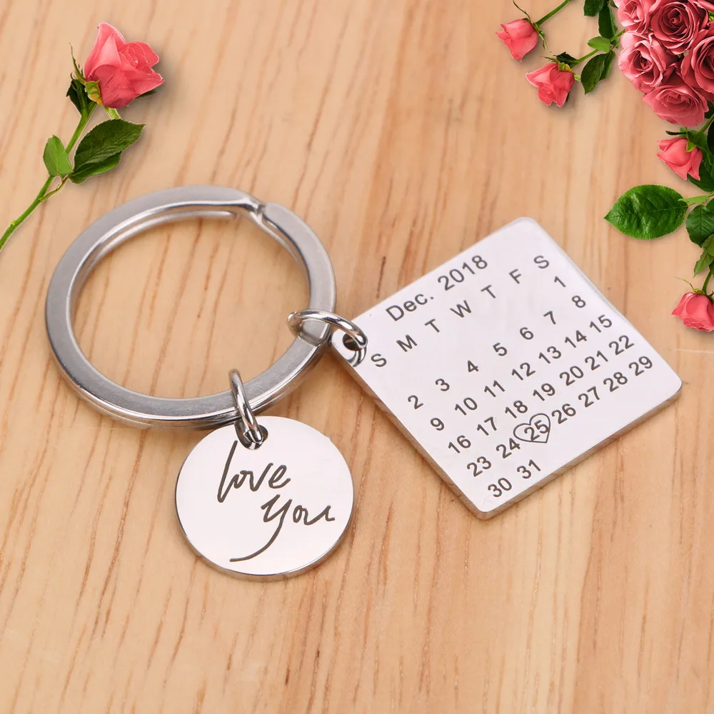 

FORAUTO Car Key Rings Metal Pendant Valentine's Day Keychain Golden Silver Christmas Day Keyring Car-styling Lovely Key Chains