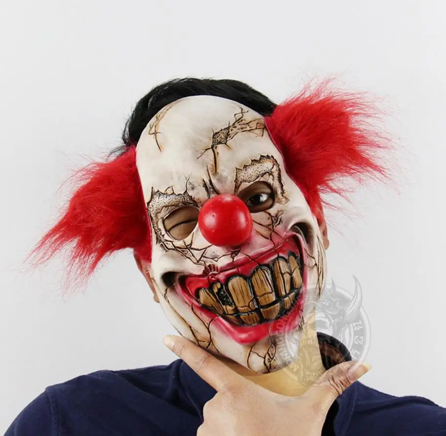 

Joker Scary Costume Latex Cosplay Mask Hair Clown It Halloween Party Elm Street