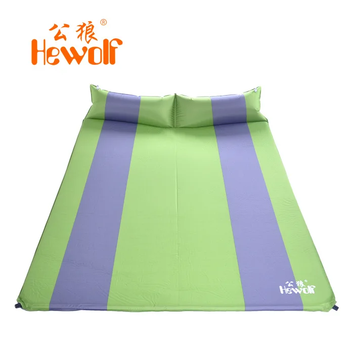 Парная Автоматическая надувная подушка, двойной тент, подушка для расширения и утолщения, уличная влажная ворсовая кровать, матрас - Цвет: green grey green