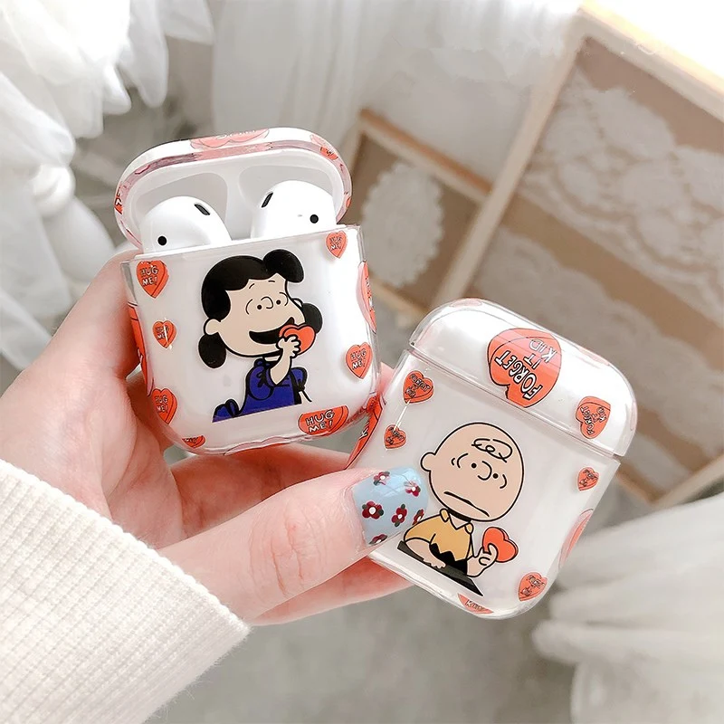 

Bluetooth headset cover for apple airpods case love heart couple wireless headphone cute hard PC earphone charging box for sport