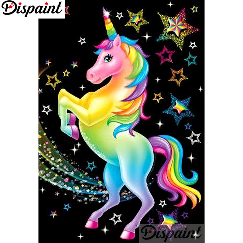 

Dispaint Full Square/Round Drill 5D DIY Diamond Painting "Colored unicorn" 3D Embroidery Cross Stitch Home Decor Gift A12408