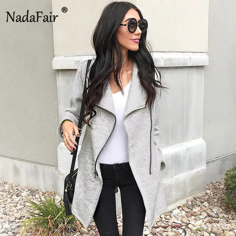 Nadafair new arrival asymmetric wool blend long coats women autumn winter thick casual jacket coat women skew zipper outwear Nadafair new arrival asymmetric wool blend long coats women autumn winter thick casual jacket coat women skew zipper outwear