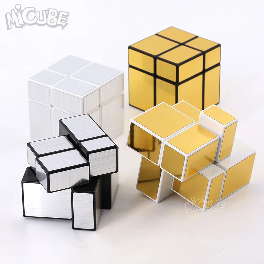 Micube ShengShou 2x2x2 зеркала Cube блоки Серебряные; золотые литые покрытием блестящие Magic Cube головоломки мозг IQ развивающие игрушки