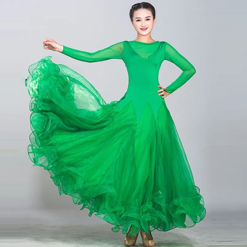 9 Colors Ballroom Dance Dresses Lady's Simple Style Blue Tango Waltz Dancing Skirt Ballroom Dance Competition Dress