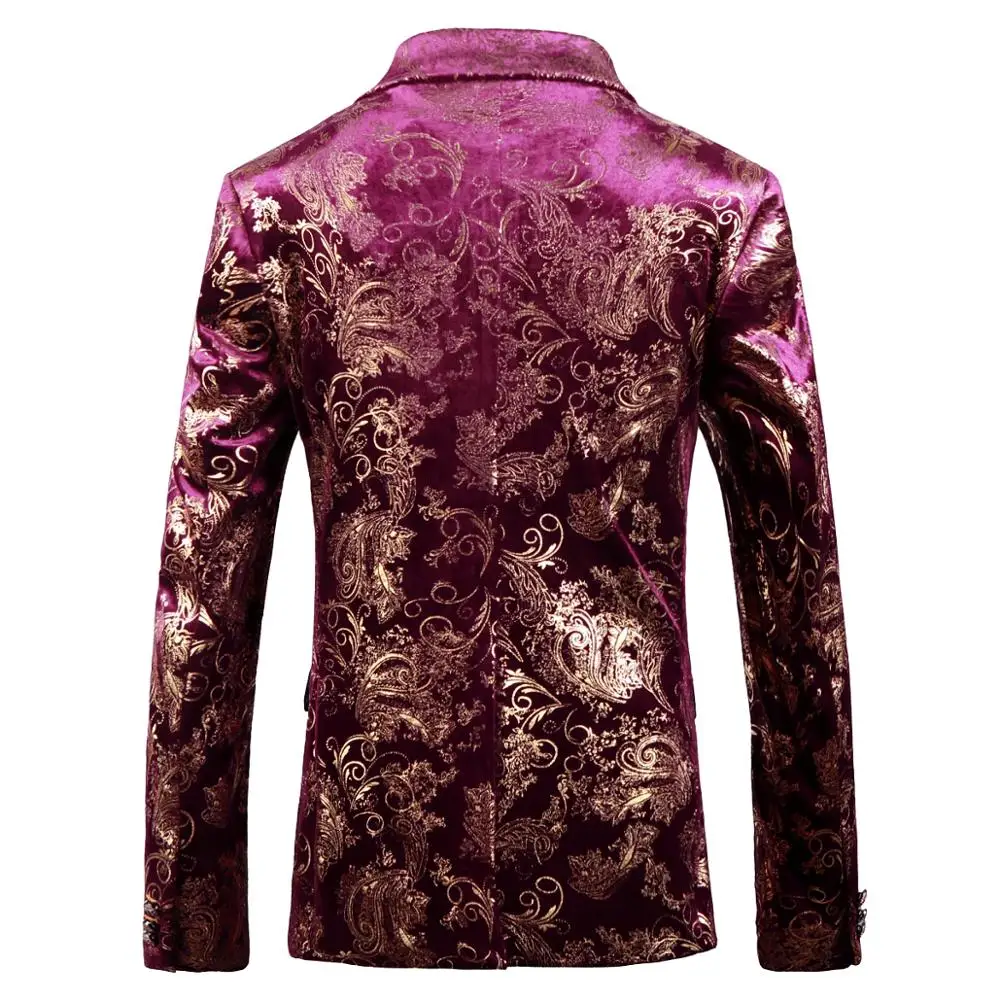 2019 New Men'S Printed Suit Jacket High-End Fashion Personality Party Purple Red Gentleman Formal Suit 2019 New Men'S Printed Suit Jacket High-End Fashion Personality Party Purple Red Gentleman Formal Suit