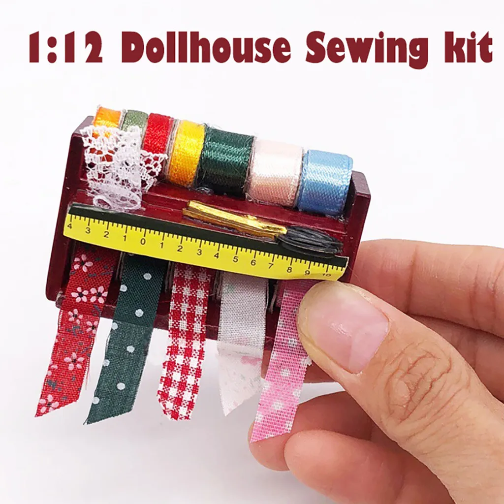 

Hot Sale Princess Doll Wooden Dollhouse Miniature 1:12 Needlework Kit Sewing Supply Needle Box Tools Accessory A514