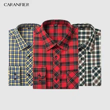 CARANFIER 3 шт. Мужская рубашка с длинным рукавом контрастная клетчатая рубашка Мужской умный Повседневный плотный облегающий Топ Регулируемая манжета рубашки на пуговицах
