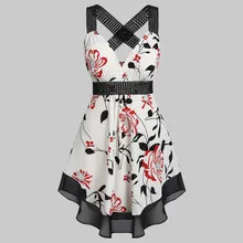 Sexy col en V femmes hauts et chemisiers grande taille imprimé Floral tunique gilet Haut pour Femme chemise sans manches été plage Blouse Haut Femme