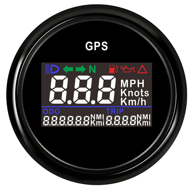 52 мм Автомобильный GPS Спидометр ЖК дисплей 0 ~ 999 миль/ч регулируемый морской