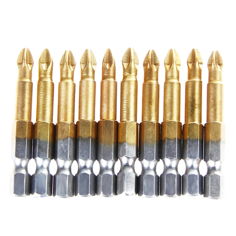 

10pcs Precision Anti Slip Electric Phillips Screwdriver Bits Set Ph2 50mm Single Side Power Tools Hex Shank Screw driver Bit