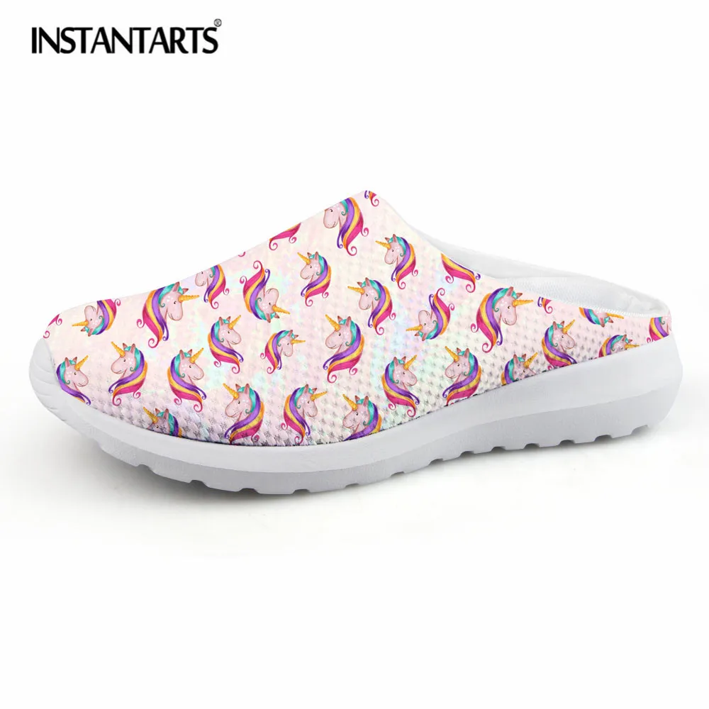 

INSTANTARTS Summer Fashion Women's Beach Sandals 3D Cute Horse Printed Breathable Mesh Slippers Women Lightweight Casual Shoes