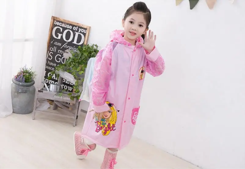10.Raincoat for Children Cartoon Kids Girls boys rainproof Rain Coat Waterproof Poncho Rainwear Waterproof Rainsuit Raincoat Barbie Thomas
