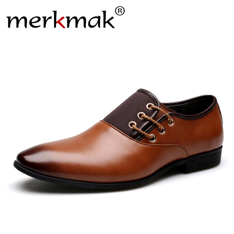 online Merkmak 38 47 Homens do Vestido de Casamento Sapatos de Tamanho Grande Marrom Preto Sapatos Oxford Formais Escritório de Negócios Britânico Lace up Calçados masculinos