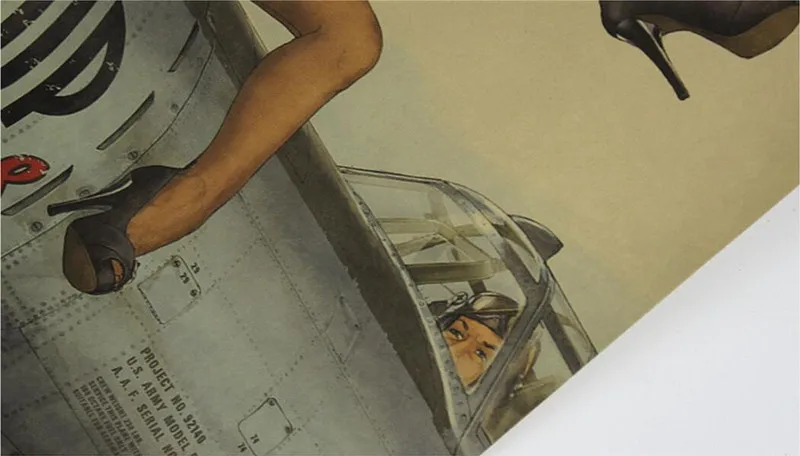 Ретро мировая война 2 Сексуальная булавка девушка плакат декоративной живописи винтажные плакаты картина на крафт-бумаге военный БАР стикер стены