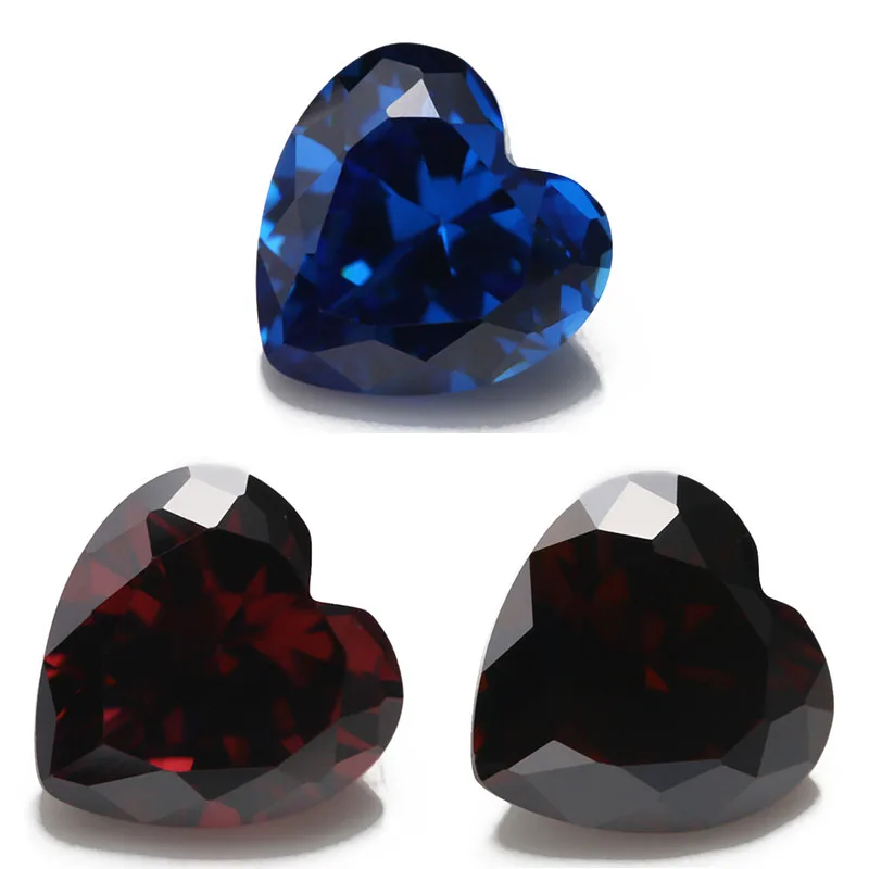 

Size 3x3~10x10mm Heart Shape NewBlue,Coffee and Rhodolite Color 5A Cubic Zirconia Stone Synthetic Gems CZ stone For Jewelry