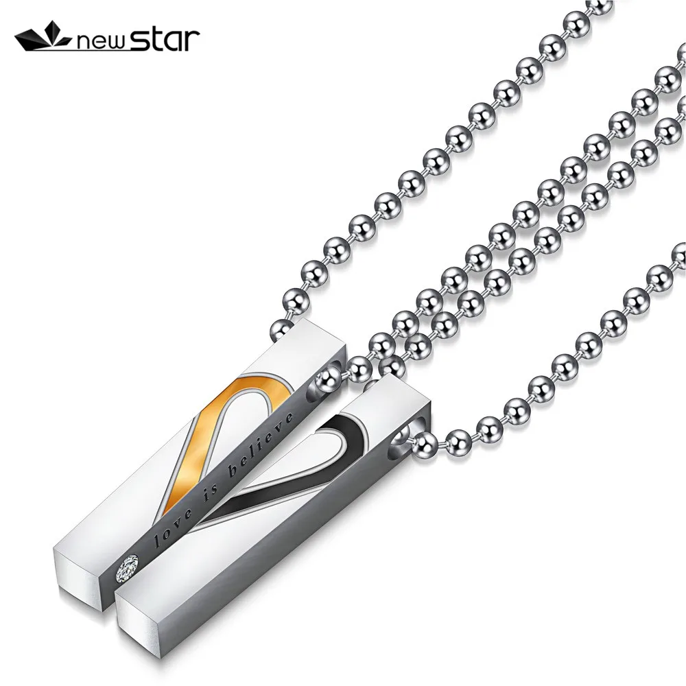 

Love is Believe Stainless Steel Heart Couple Pendant Romantic Necklace Valentine's Day Gift for Her