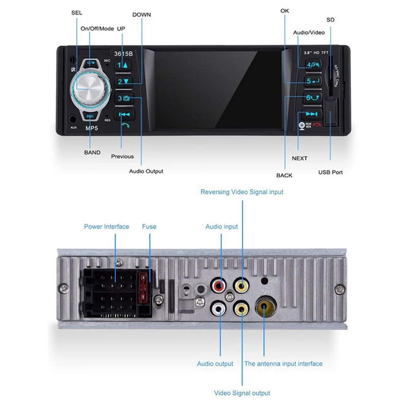 3," MP5 плеер Автомобильный Радио 1 Din Авторадио Bluetooth Handsfree AUX TF FM USB MP3 аудио стерео Мультимедийный Плеер в тире пульт дистанционного управления