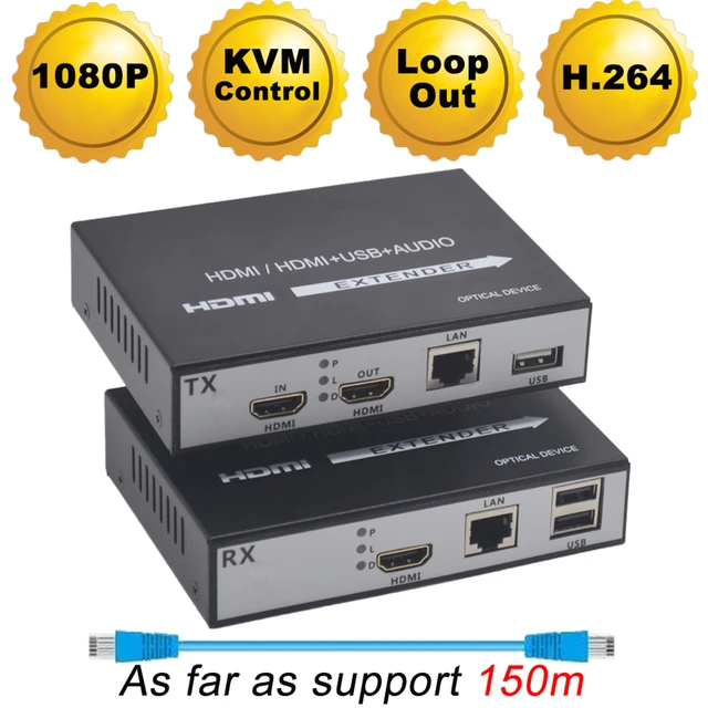 $US $22.94  2020 H.264 150m HDMI KVM Extender Over IP Network HDMI USB Extender Over RJ45 USB KVM Extender HDMI