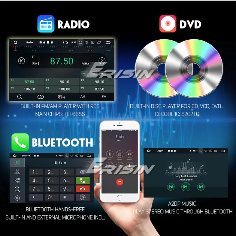 Discount Erisin ES8831FB 7" Android 8.0 Octa core 4G RAM Car DVD GPS Radio DVR DAB+ DVD for Frod Transit Focus Fiesta Kuga 12