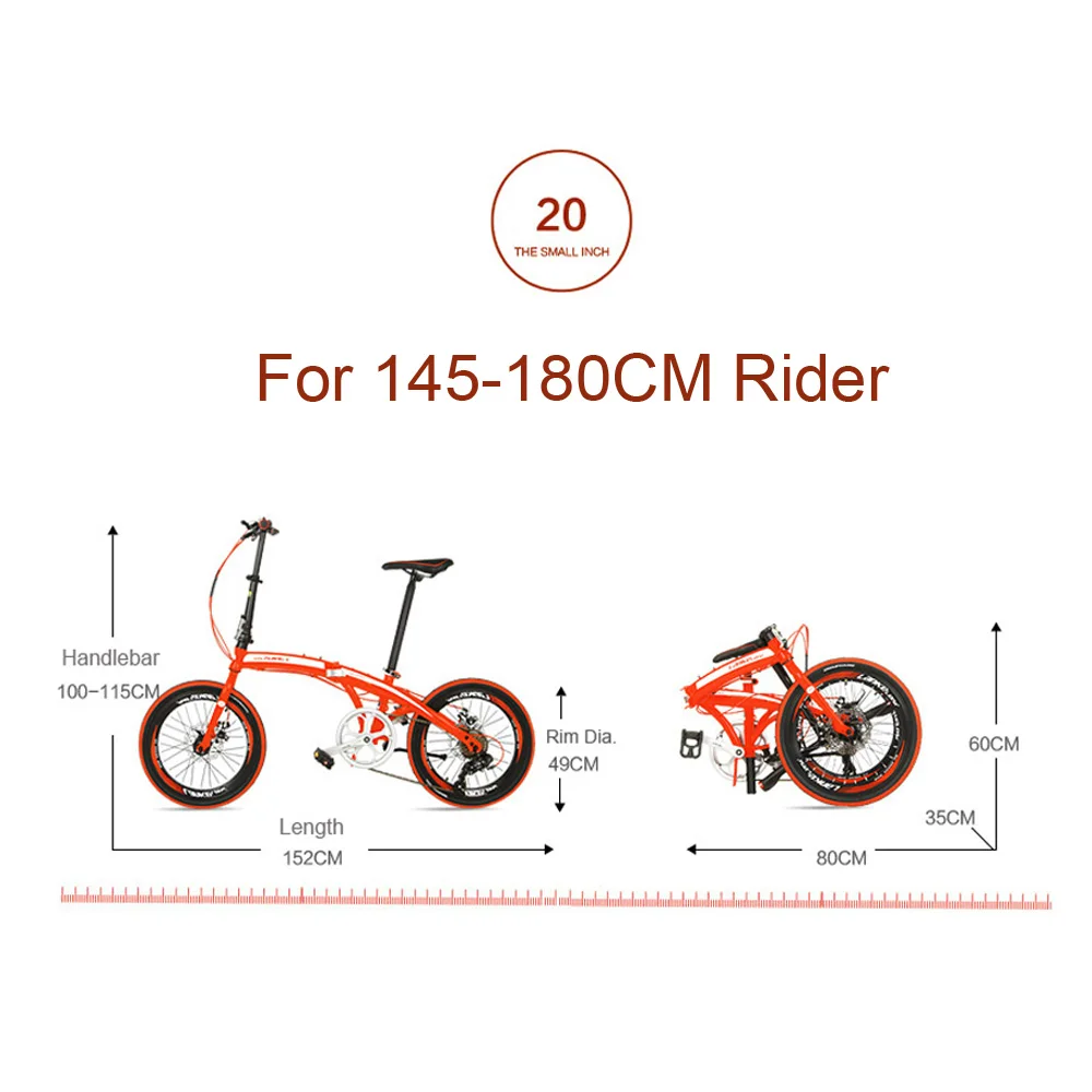 20 Inches Folding Bicycle, 7 Speeds Folding Bike, Aluminium Alloy Frame, BMX, Both Disc Brakes