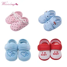 Дешевая детская обувь из чистого хлопка для новорожденных девочек и мальчиков Мокасины кроссовки для малышей от 0 до 18 месяцев