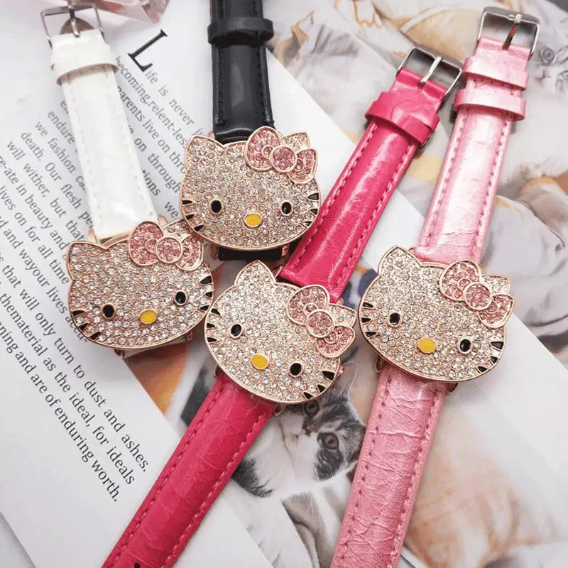Hot Sales Cute Leather Hello Kitty Watch Children Girls Women Crystal Dress Quartz Wristwatch Relojes Hot Sales Cute Leather Hello Kitty Watch Children Girls Women Crystal Dress Quartz Wristwatch Relojes