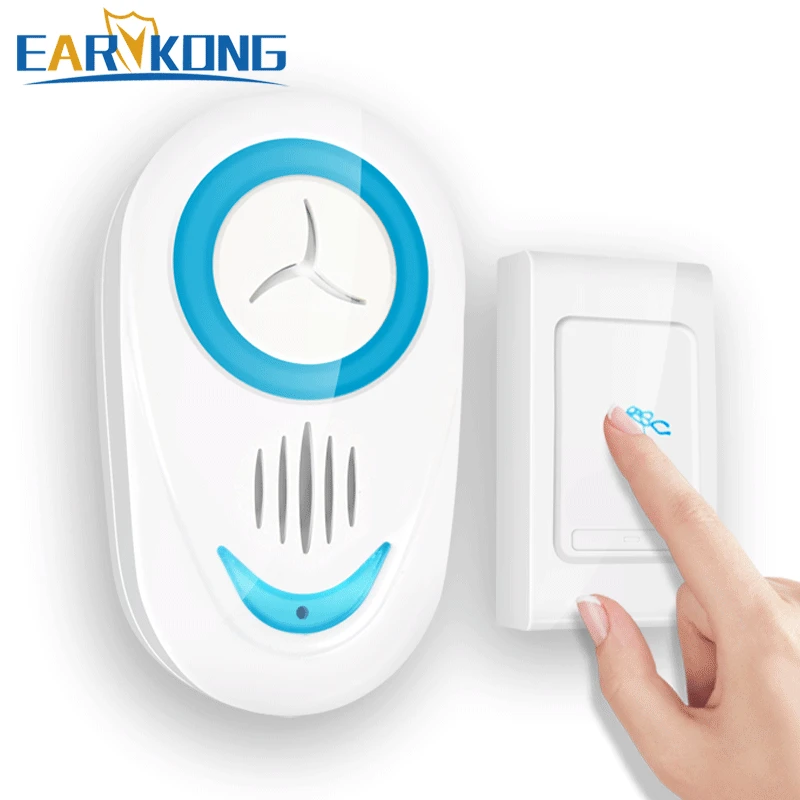 Timbre de puerta inteligente timbre de bot/ón de inicio timbre inal/ámbrico Abcidubxc transparente y resistente al agua