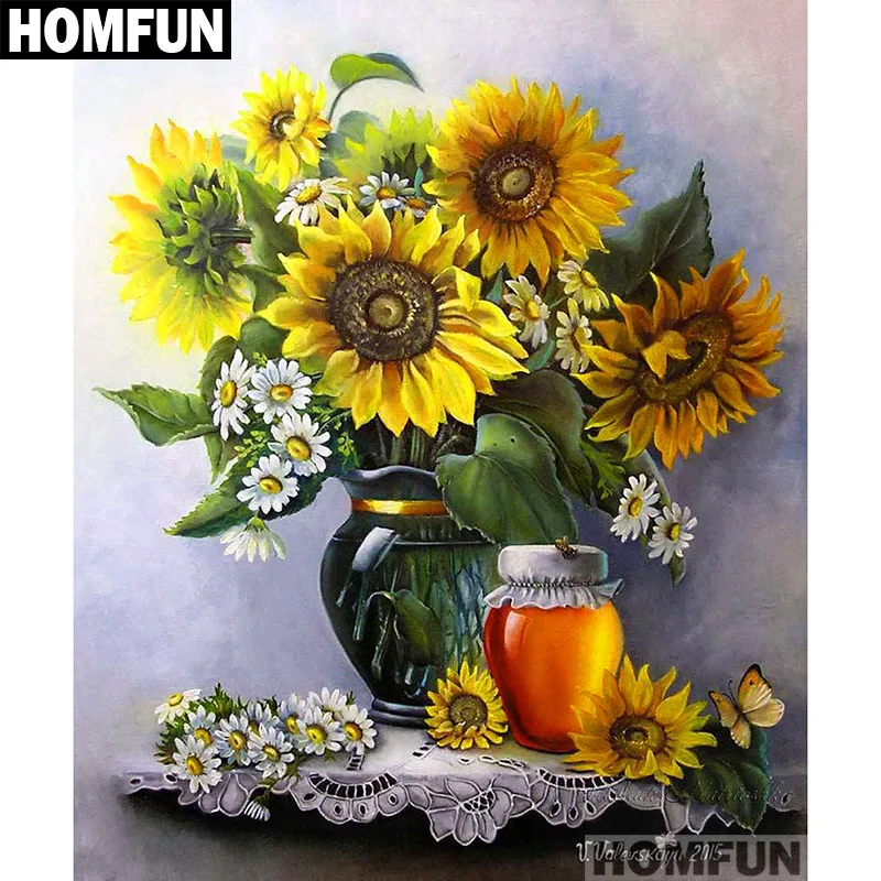 Набор для алмазной вышивки HOMFUN A01677 алмазная вышивка Подсолнух полностью