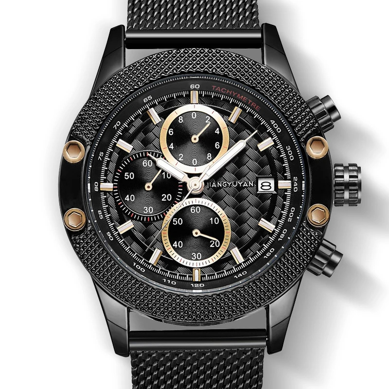 

2019 Waterproof Fashion Chronograph Brand Quartz Watch Men Military Stainless Steel Sports Watches Man Clock Relogio Masculino