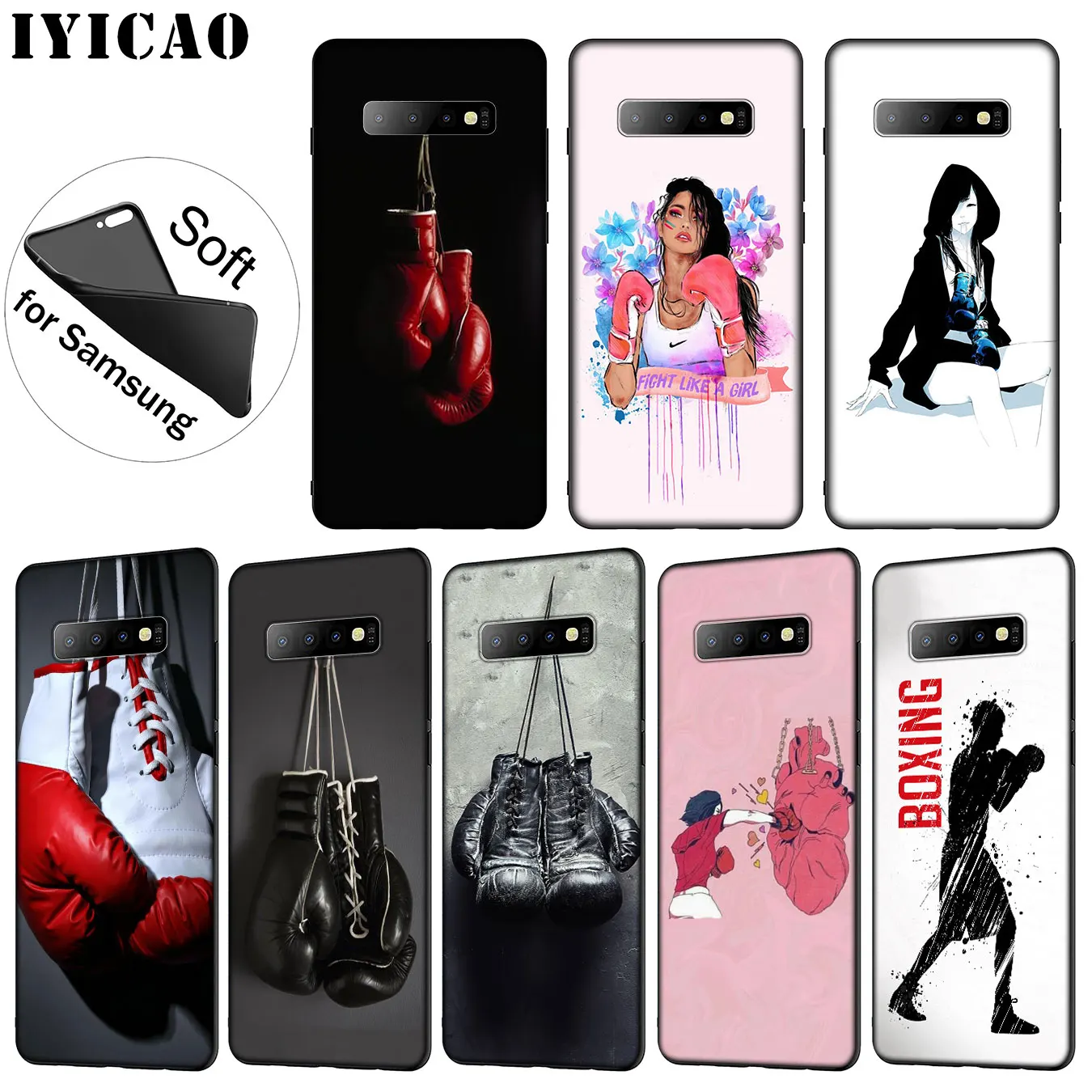 Cartoon Boxing Girl Gloves Pattern tpu Soft Silicone Phone Case for Samsung Galaxy S20 Ultra S10 Lite S9 S8 Plus S6 S7 Edge S10e |