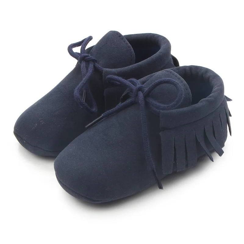 Обувь для маленьких мальчиков и девочек Мокасины для девочек, обувь с мягкой подошвой и бахромой, Осенняя детская весенняя обувь для новорожденных девочек, размеры 1-3 - Цвет: baby shoes girlsBlue