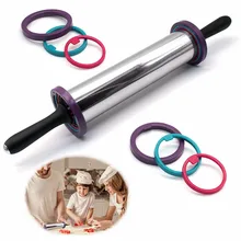 Realand крепкий Нержавеющая сталь скалкой антипригарным тесто ролик с Регулируемый Толщина кольца для пиццы выпечка