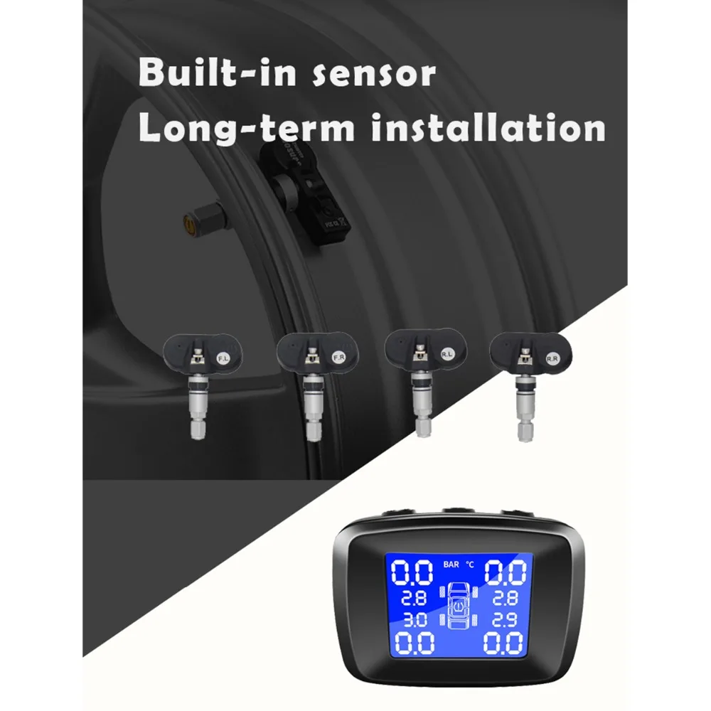 Dealcoo Car TMPS Systems Tire Pressure Monitoring System Tyre Pressure Sensor Tire Pressure Sensor TMPS USB Car Tire Pressure