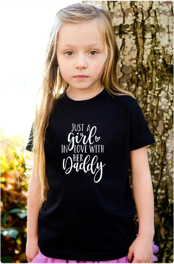 

Just A Girl In Love Her Daddy Print Kids Baby Girl Boy Tops T-shirts Graphic Tee Clothes Summer Fashion Trend Blouse Tees